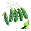 Five Adorable Edamame Keychains - Fun Fidget Toy Set with Metal Chain and Loop