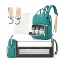 Teal Multifunctional Diaper Bag Backpack with Portable Baby Bed & Changing Pad