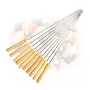 12-Pack Metal BBQ Skewers with Wooden Handles - Reusable Grill Sticks for Kebabs, Marshmallows, and More