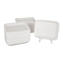 Set of Three White Rectangular Disposable Foam Trays - Ideal for Food Service, Catering, and Parties