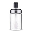 Airtight Borosilicate Glass Spice Jar with Integrated Spoon - Kitchen Storage Container for Ghee, Butter, Oil, and More
