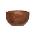Rustic Dark Brown Wooden Bowl - 9cm Diameter Serving Dish for Snacks, Dips, and Condiments