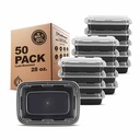 50-Pack 28 oz Leak-Proof Meal Prep Containers with Lids - BPA Free, Microwave, Freezer & Dishwasher Safe
