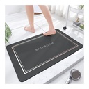 Elegant Dark Grey Bathroom Floor Mat with Rose Gold Trim - Non-Slip Shower Mat for Modern Bathrooms