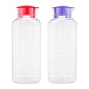 2-Pack 1.5 Liter Clear Plastic Water Pitchers with Colored Lids - Red and Purple