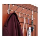 Over-the-Door Chrome Metal Hook Rack Organizer with 8 Hooks for Coats, Bags, Keys, and More