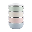 Stackable Stainless Steel Thermal Lunch Box - 4-Compartment Bento Box for Adults & Kids - Leakproof Food Container Set with Pastel Colors