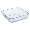 Elegant Square Glass Baking Dish with Ribbed Design - Perfect for Oven-to-Table Serving