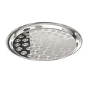 50cm Stainless Steel Serving Tray with Embossed Design - Elegant Round Platter for Parties, Catering, and Home Use