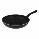 28cm Black Granite Stone Wok Pan with Ergonomic Bakelite Handle - Non-Stick Cooking for Delicious Meals