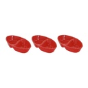 Red Plastic Divided Serving Dishes - Set of 3 - Perfect for Snacks, Dips, and Condiments