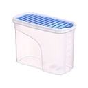 Clear Plastic Food Storage Container with Blue Lid and Dispenser - Ideal for Dry Goods, Grains, and Snacks