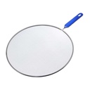 Stainless Steel Fine Mesh Splatter Screen with Blue Handle - Kitchen Frying Pan Cover for Grease and Oil Protection