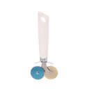 Dual-Wheel Stainless Steel Pizza and Dough Cutter with Ergonomic White Handle