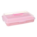 Pink Plastic Cake Carrier with Clear Lid and Handle - Perfect for Transporting Baked Goods