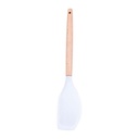 White Silicone Spatula with Natural Wooden Handle - Heat-Resistant Kitchen Utensil for Baking, Cooking, and Serving